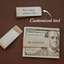 Ví cá nhân độc đáo, Quà tặng cho chồng, Quà tặng cho phù rể, Quà tặng kỷ niệm cho cha, Ví kẹp tiền bằng kim loại, Ví kim loại có tên hoặc văn bản tùy chỉnh, Ví khắc tùy chỉnh - Bạc - Xem 3