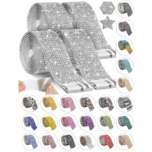 1 Yard Large-Sized Self-Adhesive Rhinestone Ribbon, Rhinestone Strip, DIY Diamond Sparkling Ribbon Sticker, Rhinestone Tape Roll, Suitable For Handicrafts, Mobile Phone And Car Decoration