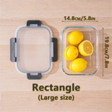 Hộp đựng thực phẩm bằng thủy tinh có nắp, chuẩn bị bữa ăn, hộp đựng thực phẩm trong bếp, hộp đựng cơm trưa chống rò rỉ, hộp đựng cơm trưa bằng thủy tinh kín khí, an toàn với lò vi sóng, lò nướng, tủ lạnh và máy rửa chén - Nhiều màu - Xem 11