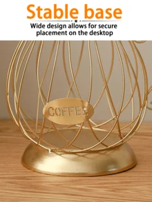 1 pezzo Cestino portacapsule da caffè in oro - Acciaio inossidabile, contiene 30 capsule, compatibile con /, adatto anche per conservare snack, frutta, giocattoli; adatto come pezzo decorativo per scrivania, cucina, camera da letto, regalo e decorazione per il nuovo anno