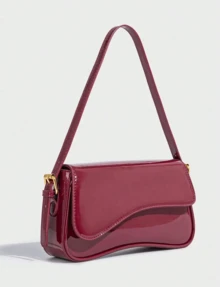1 Piece Women's Half Moon Varnish Baguette Shoulder And Hand Bag Fashion New Arrival - Redwood - View 1