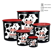 Decorated 5-Piece Kitchen Storage Jar Kit - Negro y rojo - Ver 4