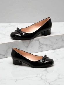 Square Toe Comfortable Casual High Heel Shoes, Suitable For All Seasons - Black - View 4
