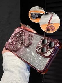 奢华电镀透明粉色手机壳，创意天鹅支架，闪亮水钻，防震，夏季新款时尚硅胶软壳，兼容 16/16E/15/14/13/12/11/X/XS/XR/8/7 Plus/Pro/Max/Mini、Galaxy S24/S25 Ultra、小米、荣耀、Reno、摩托罗拉女性 2025 等机型。 - 淺粉色 - 查看 9