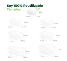 Hộp nhựa hình chữ nhật tái sử dụng, chất liệu polypropylene chuyên nghiệp, độ bền cao, nắp gập, dung tích 500cc, trong suốt, đạt tiêu chuẩn an toàn thực phẩm, chất lượng tối đa, số lượng hỗn hợp 50 hộp/100 hộp, giá tốt nhất cho gia đình, khách sạn, quán bar, nhà hàng, tiệc tùng, v.v. - 500CC - Xem 3
