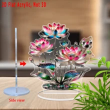 1pc Elegant 2D Acrylic Lotus Flower Display Stand, Multipurpose Festive Decoration For Home And Office, Vibrant Holiday Gift Item - Multicolor - View 13