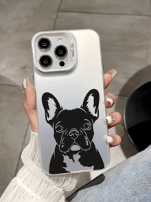 1 Ốp lưng điện thoại bằng da cừu mềm màu xám chống sốc, chống vân tay, thiết kế hình chó Bulldog, tương thích với iPhone 11/12/13/14/15/16/16e/Xs/Xr/8p/7p/7/8, /Galaxy/Redmi/OPPO/Vivo/Infinix, chống nước, chống rơi, chống trầy xước - Bạc - Xem 4