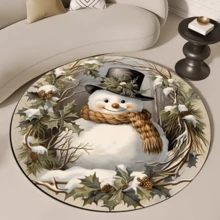 1pc Christmas Snowman Velvet Carpet, Living Room Carpet, Dining Room Carpet, Study Carpet, Computer Room Carpet, Bedroom Carpet, All Season Carpet, New Design This Year, Machine Washable, Made Of Velvet Material, Skin-Friendly And Soft, Suitable For Halloween, Gift, Celebration, Party, Trick Or Treat, Halloween Decoration, Personalized Home Decor, Fashionable Home