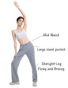 Women's Petite/Regular/Tall 3 Lengths Soft Rayon Sweatpants Breathable Pants With Adjustable Shockcord  Casual With Available Inseam - 淺灰色 - 查看 4