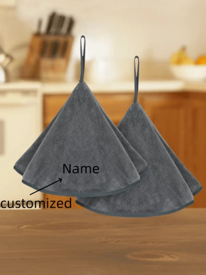 1pc Kitchen Towel Set, Black Towel, Super Soft Microfiber Towel, Face Towel, Bathroom Hand Towel Set, With Loop, Soft, Absorbent, Quick Dry, Round Hanging Hand Towel, With Hanging Rope, Black Shower Towels For Beauty Salon, Hotel Sports,Home Essentials, Towel, Skin Care