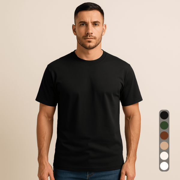 Camiseta Básica Masculina em Algodão Slim Fit Casual Reta Blusa Lisa Manga Curta