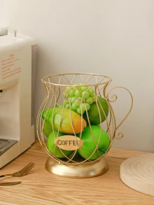 1 pezzo Cestino portacapsule da caffè in oro - Acciaio inossidabile, contiene 30 capsule, compatibile con /, adatto anche per conservare snack, frutta, giocattoli; adatto come pezzo decorativo per scrivania, cucina, camera da letto, regalo e decorazione per il nuovo anno