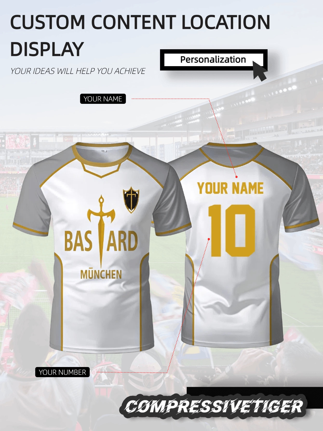 Blue Lock Anime Bastard Munich Jersey White Men's Football T-Shirt Kaiser Isagi Cosplay Tops Breathable Sports Tees Customizable Men's Training Top - Personalized Name & Number Print Front/Back, Quick-Dry Breathable - For Football, Volleyball, Gym - Spring/Summer Wear. Halloween, Thanksgiving, Christmas And New Year Gifts - White - View 1