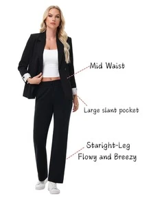 Pantalones deportivos de rayón suave para mujer, pantalones ligeros y transpirables con cordón de choque ajustable, informal, primavera, verano y otoño - Negro - Ver 3