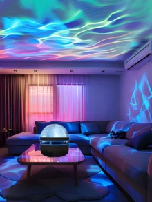 带遥控器的 Galaxy 投影仪夜灯 - 海洋涟漪效果，水下氛围，USB 供电的 Uplight 适用于卧室、客厅、游戏室 - 艺术家居装饰和休闲礼物，抛光塑料机身 - 多色光 - 查看 3