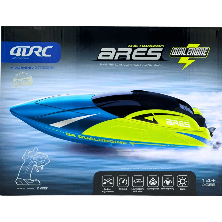 High-Speed Remote Control Boat With Twin Propellers, Waterproof, Rechargeable Battery, And Long-Range Control | Streamlined Design For Use In A Pool, Lake, Or Pond | Ideal For Kids, Teens, And Model Boating Enthusiasts - 紅色 - 查看 1
