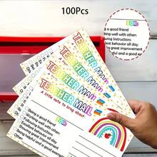 50pcs/100pcs Positive Reinforcement Notes - Positive Reinforcement Notes, Frameless Design With Encouraging Messages And Stamp Illustrations, Ideal For Elementary School Classroom Rewards And Communication, Teacher Classroom Decor