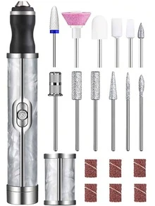 電動 USB 磨甲機－多功能凝膠美甲修整套組，適用於修剪指甲、修剪腳甲與拋光，便攜式美甲工具，附多款配件，USB 充電，美甲配件，適合居家沙龍，女士禮物 - 彩色 - 查看 14