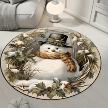1pc Christmas Snowman Velvet Carpet, Living Room Carpet, Dining Room Carpet, Study Carpet, Computer Room Carpet, Bedroom Carpet, All Season Carpet, New Design This Year, Machine Washable, Made Of Velvet Material, Skin-Friendly And Soft, Suitable For Halloween, Gift, Celebration, Party, Trick Or Treat, Halloween Decoration, Personalized Home Decor, Fashionable Home