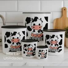 Decorated 5-Piece Kitchen Storage Jar Kit - Đen và Trắng - Xem 1