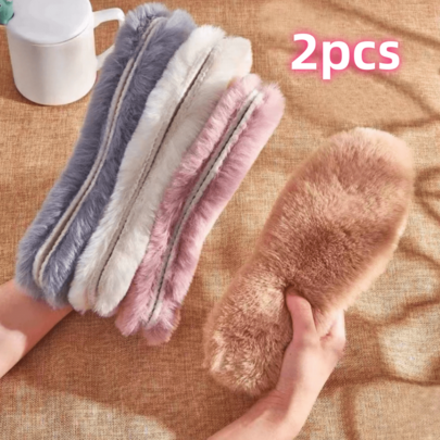2 Stücke Kaninchenfell Einlegesohlen, warme Einlegesohlen, essentiell für Herbst und Winter, verstärkt, warm und bequem, Schneestiefel, Filzeinlegesohlen
