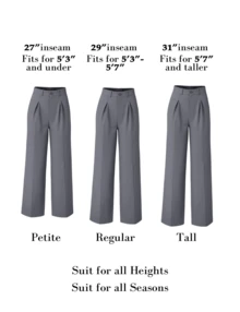 Women's Petite/Regular/Tall 3 Lengths Wide Leg High Waisted Flowy Dress Pants Workout Casual Trousers  Elegant  Slacks - Màu Xám nhạt - Xem 10
