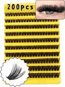 10ROWS 200PCS Individual Eyelash Extension Kit 80D Volume Curl D 10-16mm Big Voluminous, Giftable Individual Eyelash Extension Kit 80D Wispy&Halloween Dramatic&Ultra Dramatic, Reusable Eyelashes -For Wedding&Stage&Travel&Party Glam, Loved For Gifts&Christmas&Halloween&New Year's, Limited Lash Clusters, Eyelash Clusters, Individual Eyelashes, Lashes, Fake Lashes