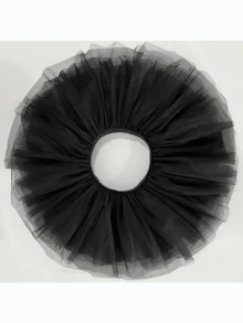 Women's Solid Color Lolita Petticoat, 6-Layer Soft Yarn Boneless Irregular Short Fluffy Underskirt, All-Season For Daily & Cos Maid Outfits - Black - View 3