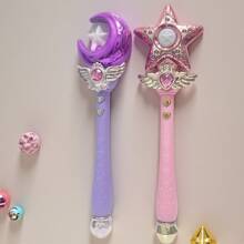 Baghetă magică în formă de lună și stea cu efecte luminoase și sonore, recuzită magică, potrivită pentru petrecere de ziua de naștere, adunări de sărbători, jocuri de rol și alte ocazii, hobby, colecție, articole de petrecere, Halloween, Crăciun