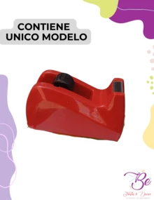 Dispensador de cintas adhesivas oficina escolar, organizador de escritorio, dispensador de cinta adhesiva, útil escolar y oficina - Rojo - Ver 2