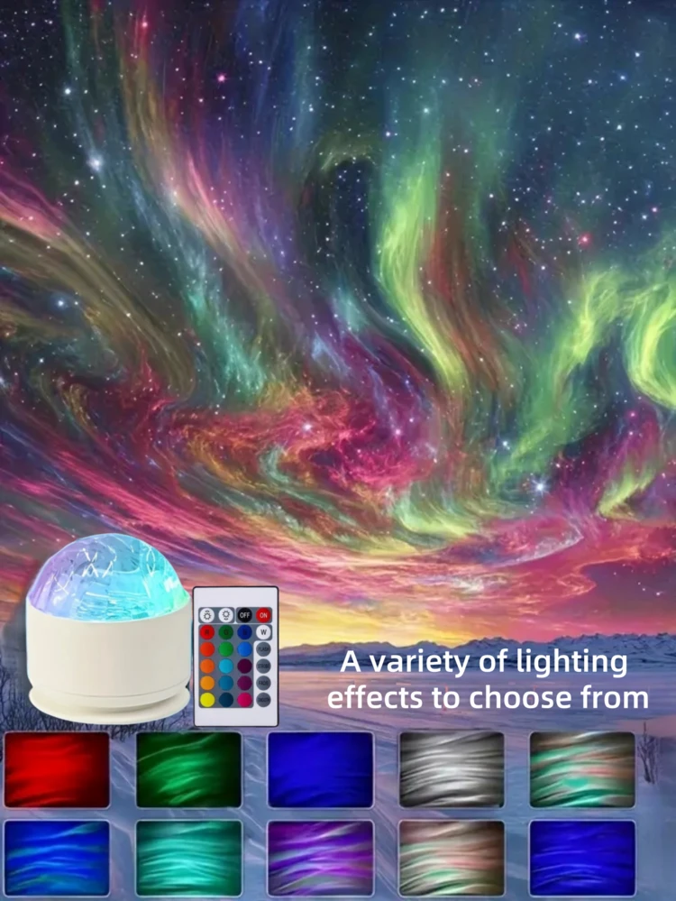 YETHKE 7 Color Changing Aurora LED Northern Lights Projector Lamp
