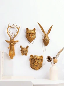 Animal Heads Wall Decor, Faux Deer Head Mount, Animal Sculptures Wall Decor, Resin Animal Head Wall Hanging Decoration For Living Room Bedroom Kitchen Gift,Deer