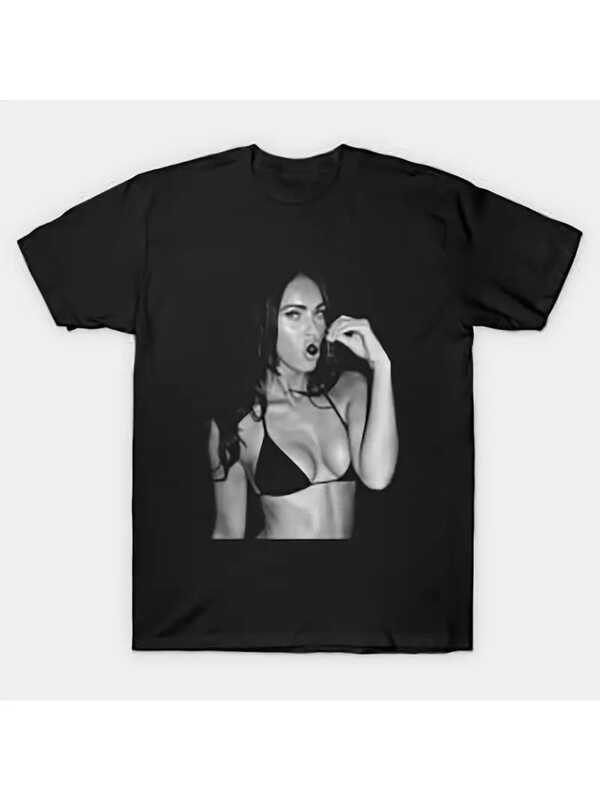 T-shirt imprimé numérique sexy fille noir et blanc 220g 1 pièce T-shirt décontracté pour hommes 100% coton, Top de mode d'été