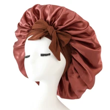 1pc Satin Bonnet Silk Bonnet Adjustable Bonnet For Sleeping Hair Bonnet With Tie Band Bonnets For Women Men Silk Bonnet Satin Bonnet Bow Home Bathroom Decor Fall Decor Back To School