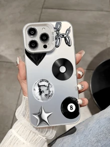 1pc Heart & Star Record Pattern Creative Personalized Phone Case, Suitable As Gift For Boyfriend, Friend, Girlfriend, Family, Brother, Coworker, Younger Sibling, Couple, Classmate, Teacher, Birthday, Holiday, White Matte Soft Full Protection Anti-Dust Waterproof Case Compatible With IPhone 13/16/15/14/13/12/11/Pro/ProMax/X/XR/XS/XSMAX/7/8/PLUS, /Redmi/OPPO/Vivo/Honor - Multicolor - View 4