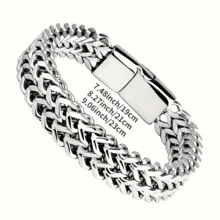 1pc Men'S Stainless Steel Fish Scale Bracelet With Magnetic Clasp - Durable, Stylish Hip-Hop Jewelry For Casual Attire, Wristband|Fish Scale Bracelet|Magnetic Clasp Bracelet - 銀色 - 查看 9