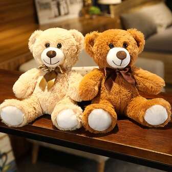 1 st nallebjörnsplyschleksak med rosett, nallebjörnsgosedjur, 30 cm söt plyschnallebjörnsleksak, plyschleksakspresent till pojkar och flickor, kuddedekoration för hemmet, bekväm och mjuk födelsedags- och högtidspresent, påskdekoration, julklapp.