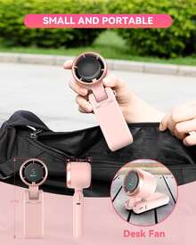 Portable Handheld Turbo Fan - 5 Gear High Speed 4000mAh Rechargeable Mini Personal Hand Fan Blow Cold Air, Battery Operated Travel Essentials, Beach Vacation, Gifts For Women, Men(Pink) - 粉色 - 查看 4