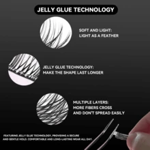 Cofier DIY Lash Kit Press On Lash No Glue Lash Self-Adhesive Eyelash Kit Individual Lashes Beginner Friendly Eyelashes With Tweezers(80/90/120 Pcs) - 自然纖長款 - 查看 3