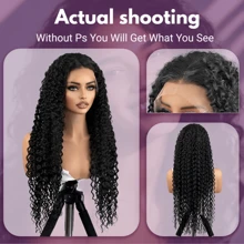 5x5 即戴即用免胶假发,200% 高密度,13*6/13*4 蕾丝前假发,30 英寸杰瑞卷全蕾丝前假发,预拔毛高清透明杰瑞卷蕾丝前假发,混合发质,预拔毛深波浪混合发蕾丝前假发,适合女性,34 英寸 - 自然色&黑色系 - 查看 5