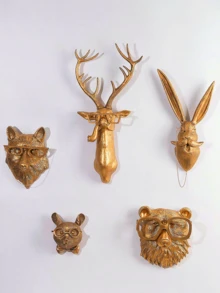 Animal Heads Wall Decor, Faux Deer Head Mount, Animal Sculptures Wall Decor, Resin Animal Head Wall Hanging Decoration For Living Room Bedroom Kitchen Gift,Deer