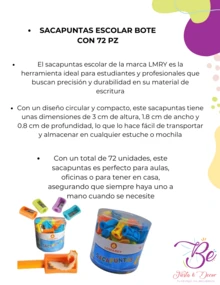 Sacapuntas Escolar Bote Con 72pz Hogar Oficina Escuela - Multicolor - Ver 3