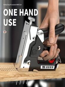 1Pc Multi-Functional 4-In-1 Heavy Duty Staple Gun, Manual Handheld Nailer, Iron Construction, No Batteries Required, Suitable For DIY Home Decor, Camping, And Industrial Use, Compatible With T-Type, U-Type, I-Type, And П-Type Staples. - Multicolor - View 6
