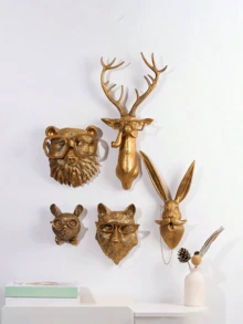 Animal Heads Wall Decor, Faux Deer Head Mount, Animal Sculptures Wall Decor, Resin Animal Head Wall Hanging Decoration For Living Room Bedroom Kitchen Gift,Deer