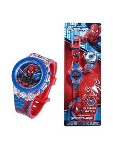 Marvel 漫威夜光青少年手表，蜘蛛侠卡通电子手表，超级英雄卡通手表，青少年礼物，精美吸塑卡包装
