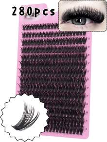 280PCS False Eyelashes Russian Volume 60D Curl D+, 8-16mm Big Voluminous, Self DIY At Home Individual Lash Clusters 0.07mm Wispy Curl D+&Extra Fluffy&Extra Thick&Dramatic&DIY, 3D Faux Mink Individual Eyelash Extension Kit -For Daily MakeupWedding&Dating&Stage&Music Festival&Party, -For Halloween&Gifts&Spring Festival, Limited Lash Clusters,Eye Lash Clusters,Individual Eyelashes,Lashes,Fake Lashes