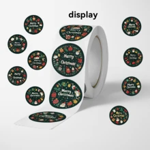 500pcs/Roll, Merry Christmas Series Stickers, Size 2.5 Cm / 1.0 Inch. Christmas Decoration Label Stickers. Suitable For Packaging Bag Sealing Labels. Skateboard, Water Bottle, Scrapbook, Gift, Convenience Sign. Gift Box Decoration - Multicolor - View 4