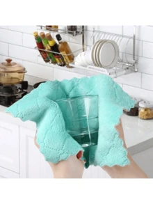 5pcs Random Color Super Absorbent Microfiber Kitchen Dish Cloth High-Efficiency Tableware Household Cleaning Towel,Kitchen,Bathroom,Home,Household Suppliers