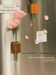 Magneți de frigider din lemn, vază magnetică DIY, decor floral, autocolant de perete suspendat, eprubetă, autocolant de perete, autocolant de perete, autocolant de perete, decor pentru casă, cameră, decor, DIY