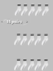 3/5/10/15/20 par skarpetek w paski do połowy łydki, wygodne, oddychające, unisexowe, długie skarpetki, białe, odpowiednie do noszenia na co dzień, do uprawiania sportu, na jesień - Wielokolorowe - Zobacz 60